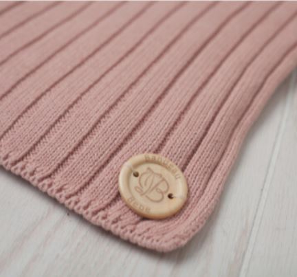 Classic Ribbed Knit Blanket- Dusty Pink