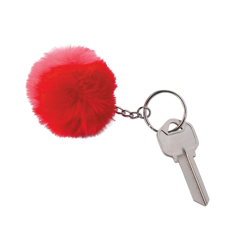 Pink & Red Pom Pom Keychain