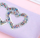 Purple Sequin Heart Pencil Case