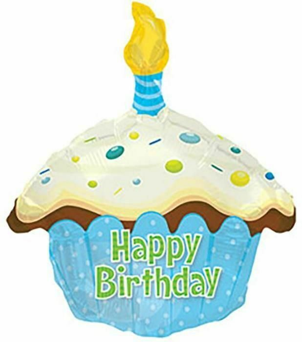 Happy Birthday Blue Cupcake Balloon