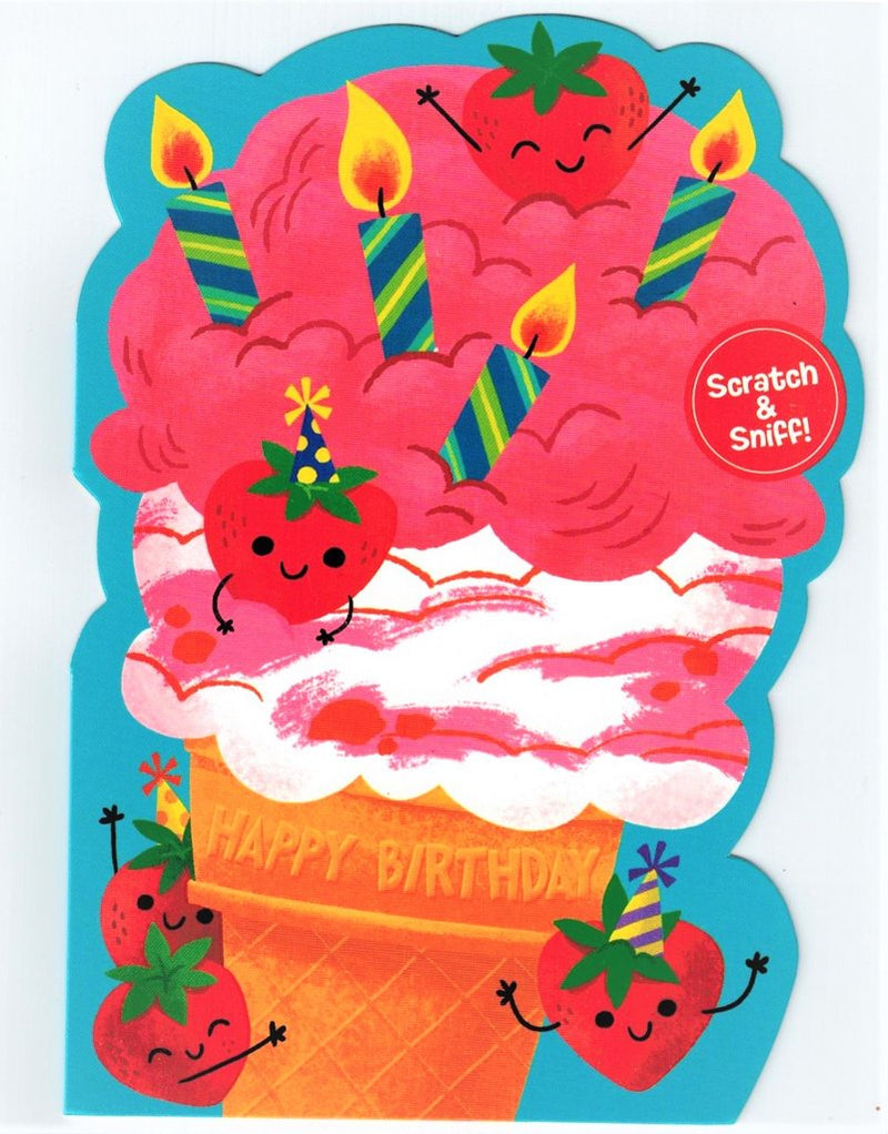 Strawberry Ice Cream Happy Birthday Scratch & Sniff Card