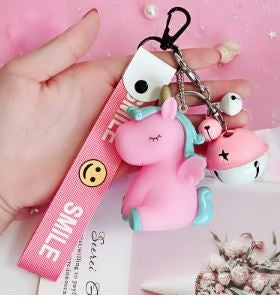 Unicorn Keychains with Bell and Smile