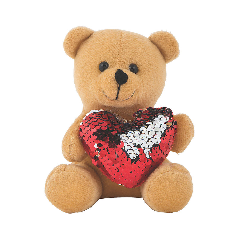 Reversible Sequin Heart Stuffed Bear