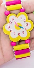 Pink & Yellow Flower Wooden Watch