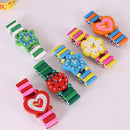 Pink & Yellow Flower Wooden Watch