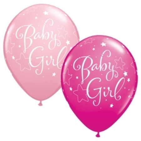 11" Baby Girl Stars Latex Balloon